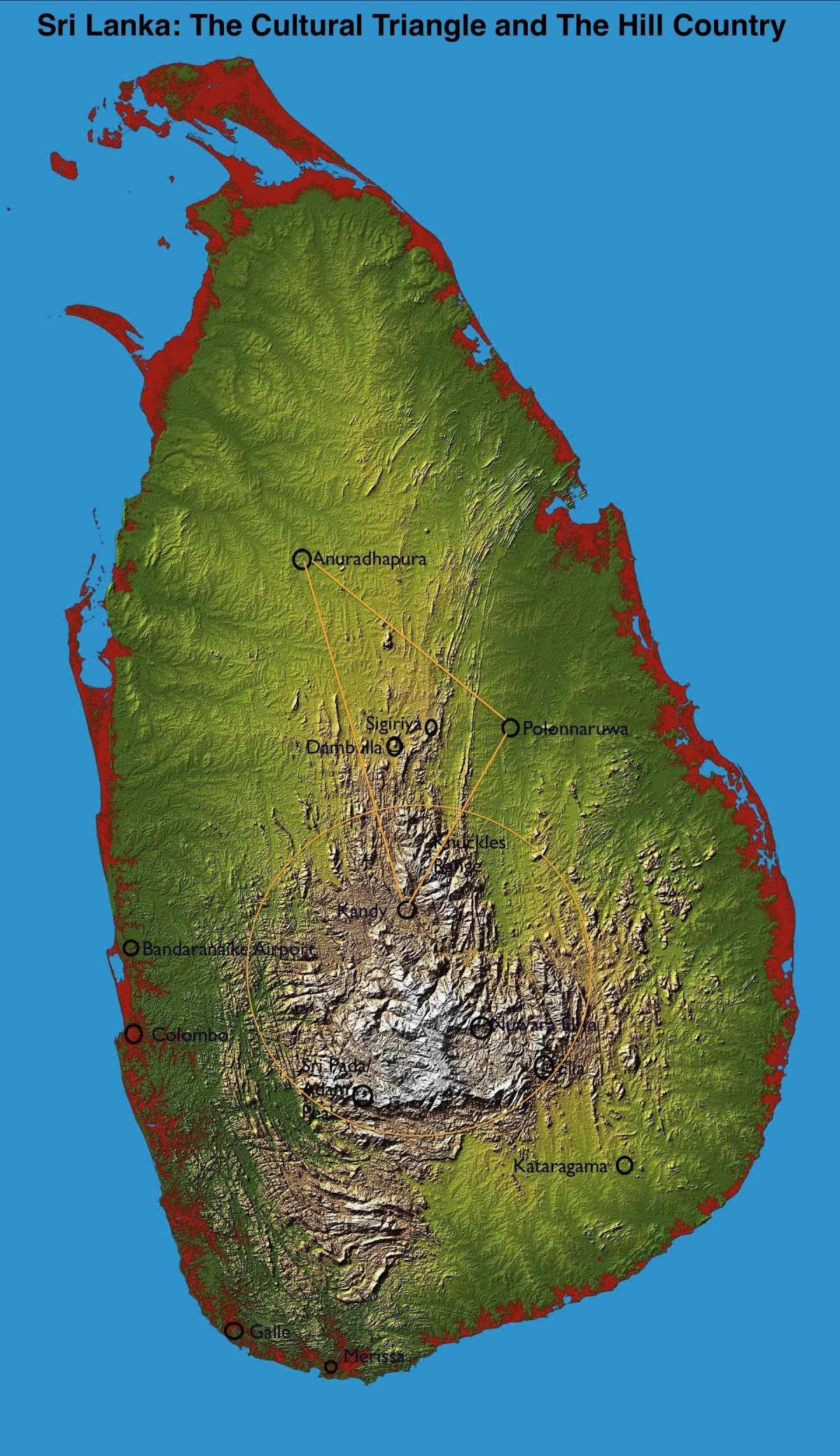 žemėlapis hill šalis Šri Lanka