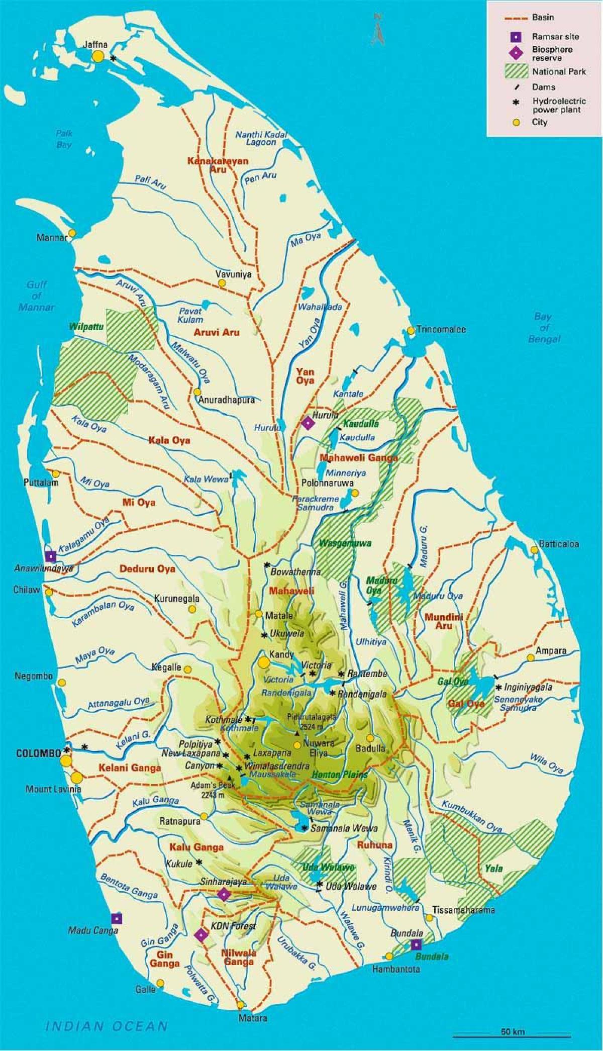žemėlapyje Šri Lanka geografija