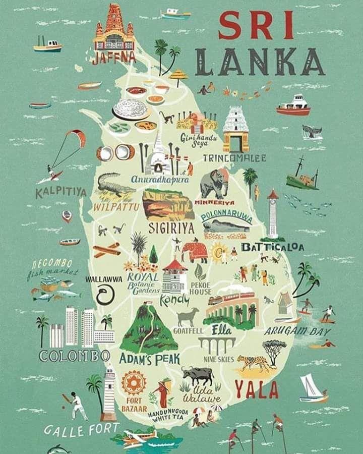 žemėlapyje Šri Lanka žemėlapis plakatas