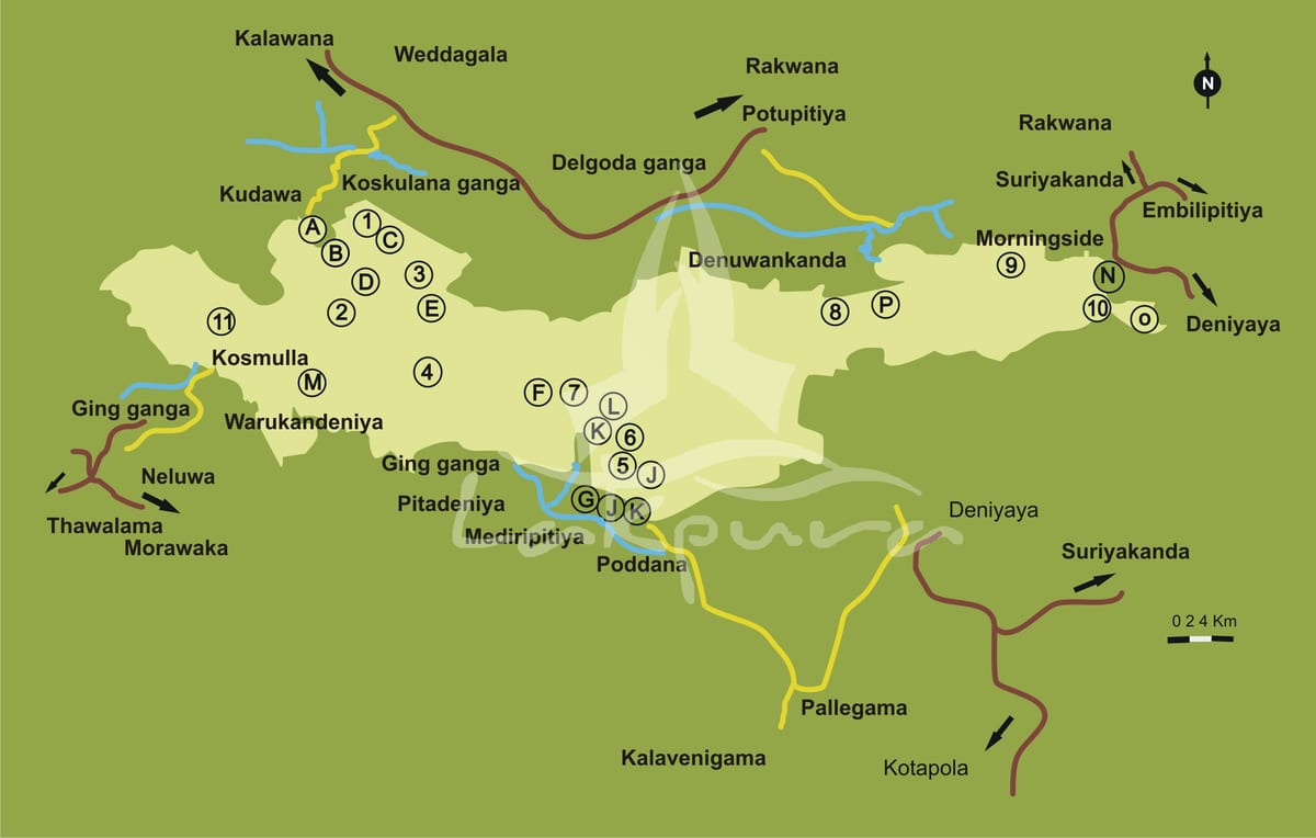 žemėlapis sinharaja Šri Lanka