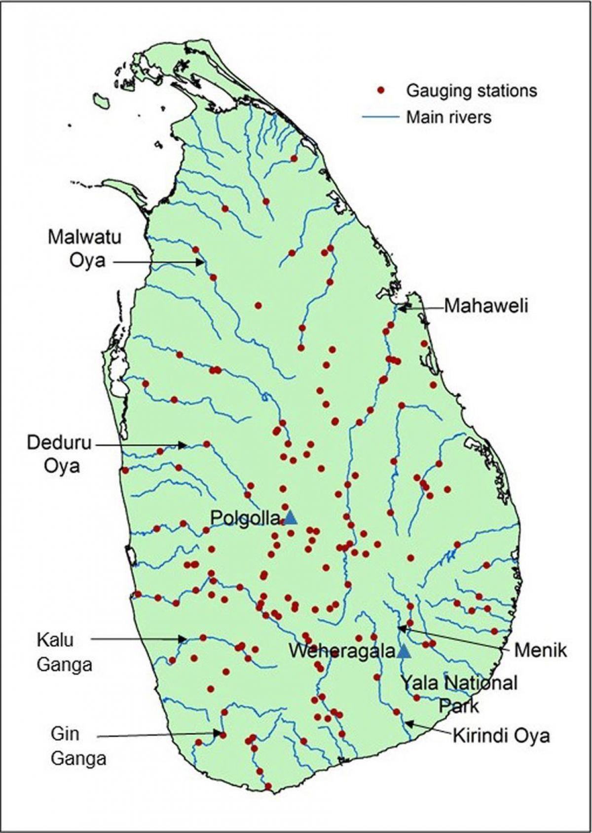 upės žemėlapyje Šri Lanka