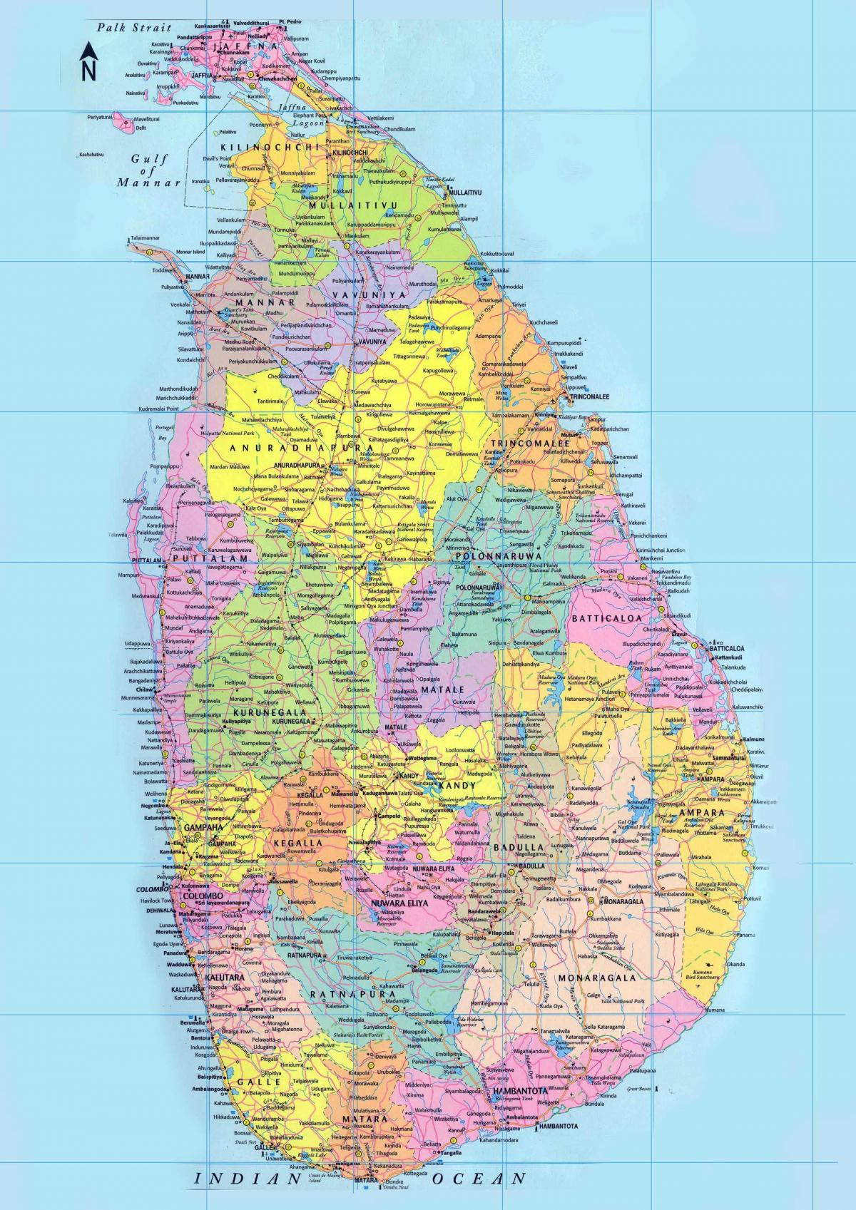 detalus planas Šri Lankoje su keliai