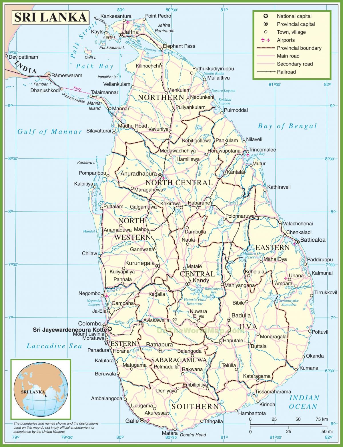 žemėlapyje Šri Lanka