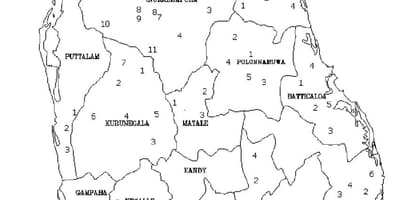 Žemėlapyje Šri Lanka žemėlapis juoda ir balta