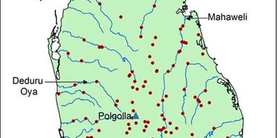 Žemėlapyje Šri Lanka ganga