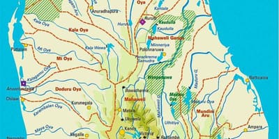 Žemėlapyje Šri Lanka geografija