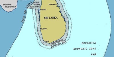 Žemėlapyje Šri Lanka jūros