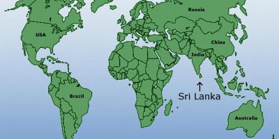 Pasaulio žemėlapis, kuriame Šri Lanka