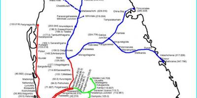 Geležinkelio maršruto žemėlapį Šri Lanka