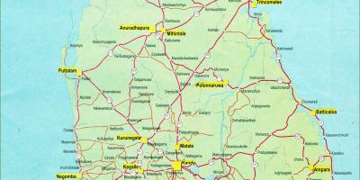 Kelių atstumas žemėlapyje Šri Lanka