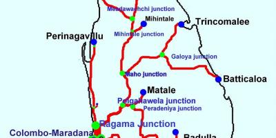 Traukiniai Šri Lankoje žemėlapyje